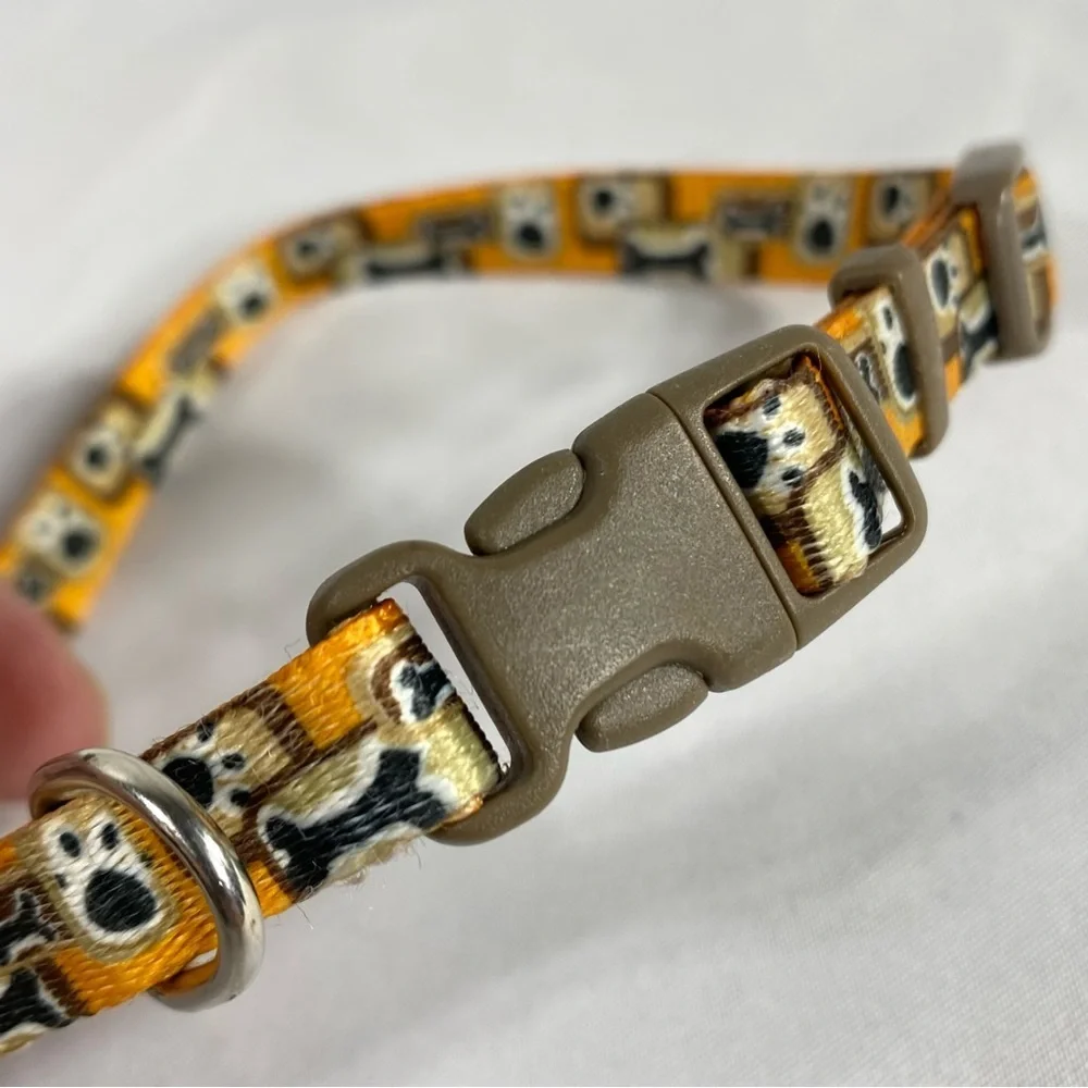 Dog Bone & Puppy Paw Design Puppy Small Animal Collar X-Small